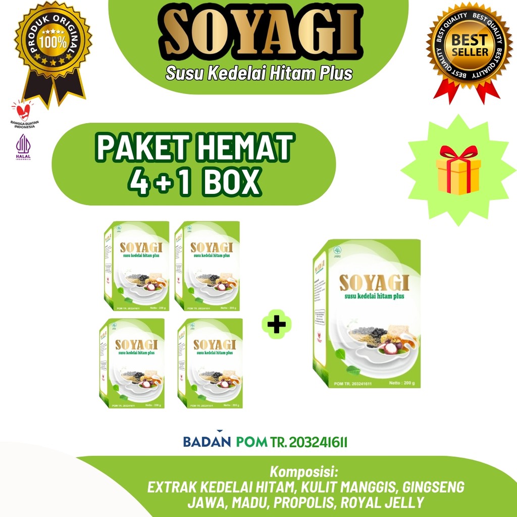 

Paket Hemat Soyagi 200gr susu kedelai hitam plus herbal