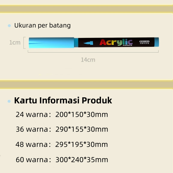 

Ay00! Grasp Spidol Akrylik Langsung 60 Warna, Ujung Lembut, untuk Siswa dan Seniman, Bisa Dicuci