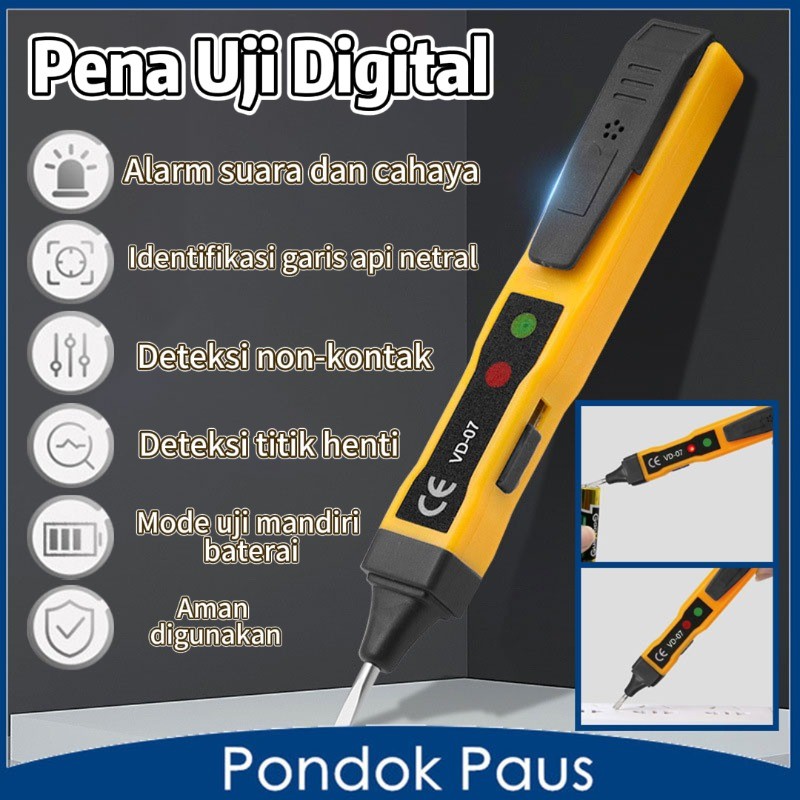 Pena Uji Digital / Detektor Tegangan AC Pena / Tipe Multimeter Pena Detektor Garis Api / Tespen Dual