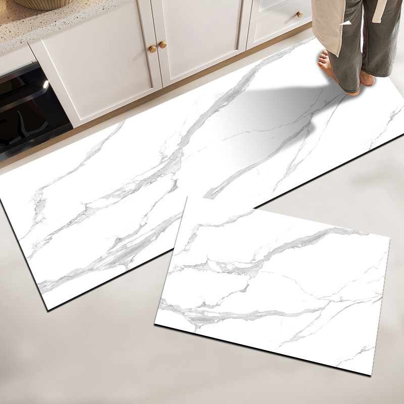 Keset Dapur Anti Air Tahan Geser Variasi Marmer Tahan Lama / Keset Kaki Kulit Sintetis Premium