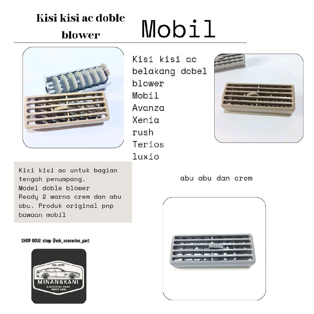 kisi kisi ac doble blower tengah mobil avanza xenia rush terios luxio semua tahun Car