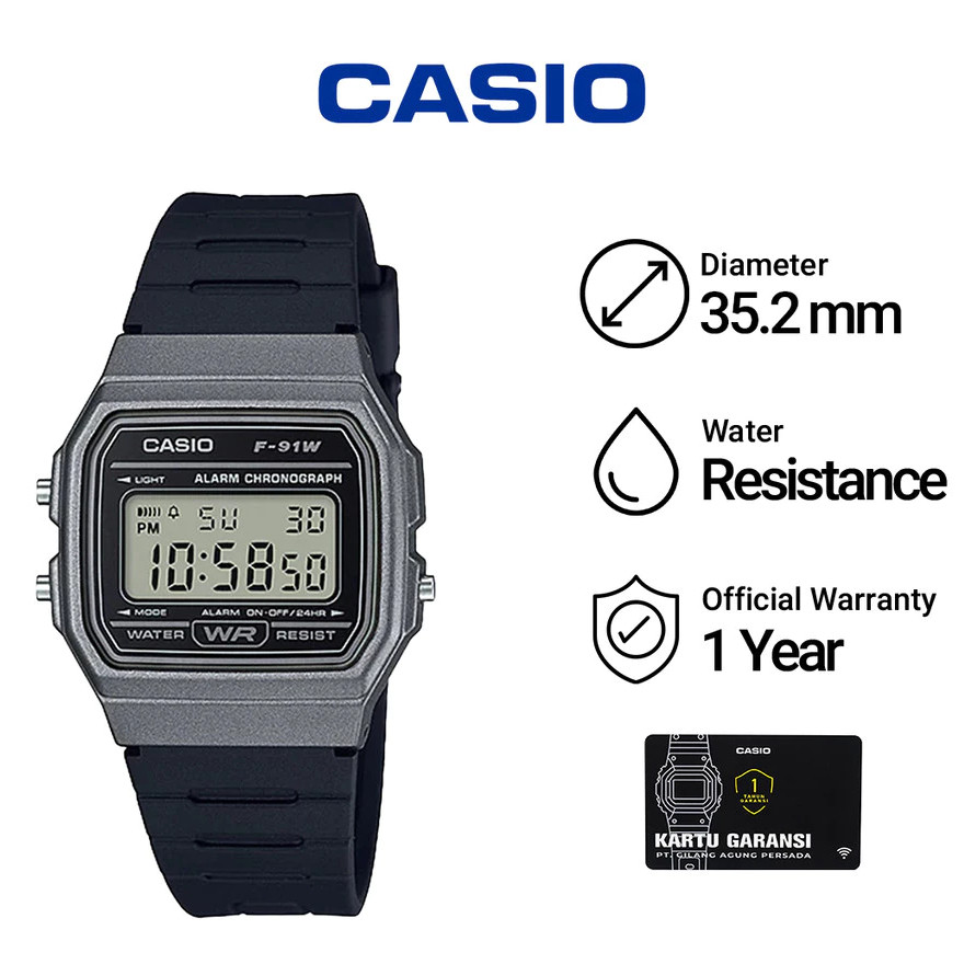 Original Jam Tangan Digital Karet Pria / Wanita Casio General General Hitam Resin Warna POP Series B