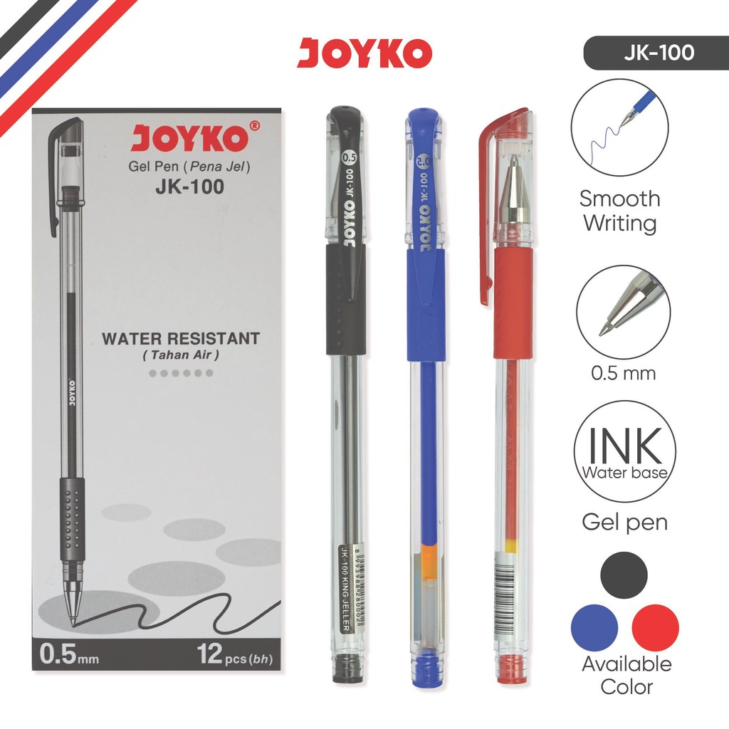 

JOYKO Pulpen Gel 1 Pack JK-100 0.5mm Isi 12 Pcs