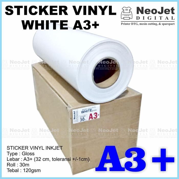 

Sticker Vinyl Inkjet White Glossy A3+ Panjang 30 Meter untuk Garskin Skin Laptop Label Kosmetik Label produk Stiker Botol Stiker Kotak Makan - 1 ROLL