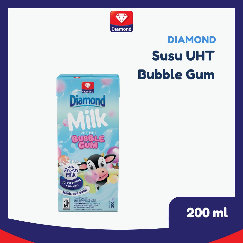 

Diamond Milk Susu UHT Bubble Gum 200 Ml