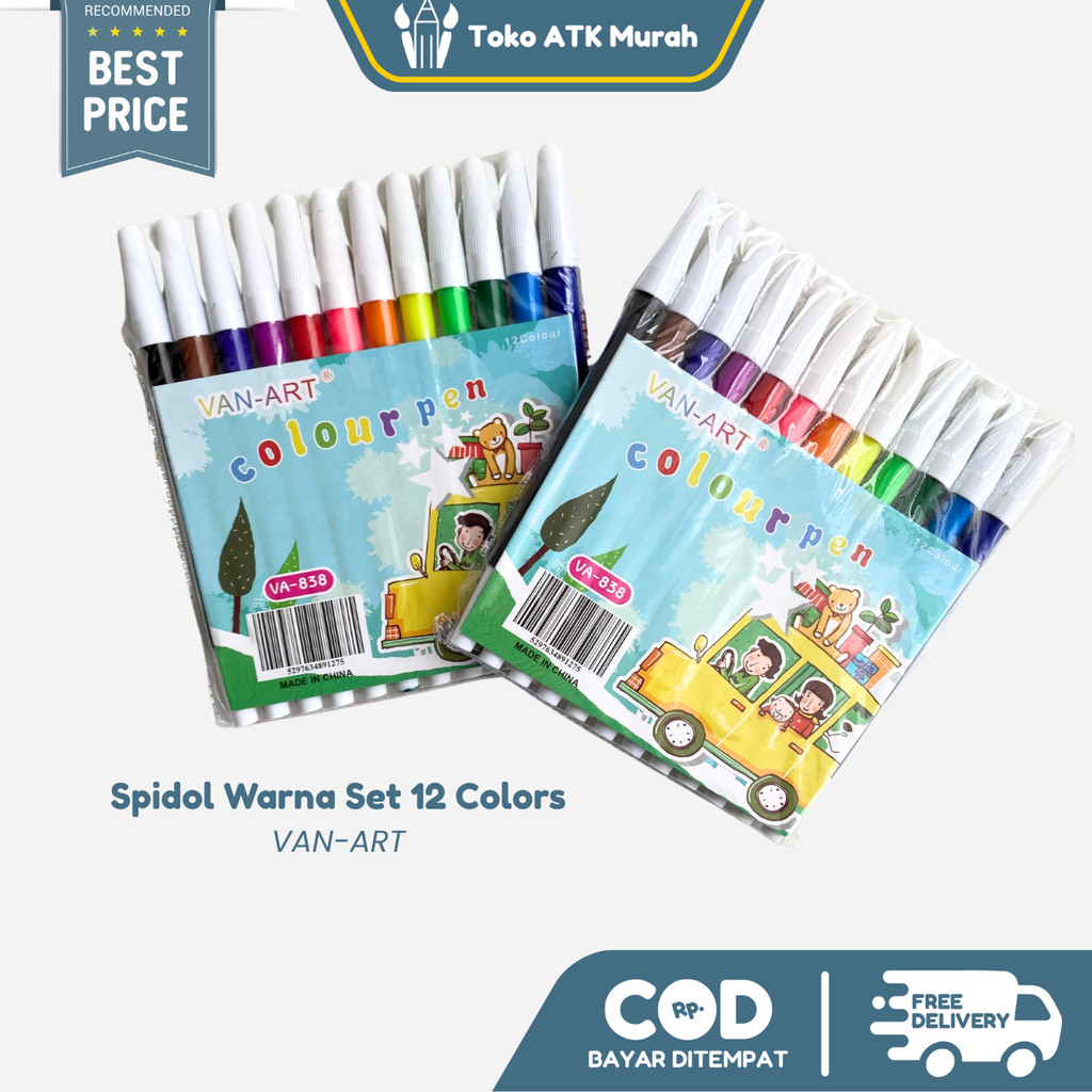 

Spidol Warna Set 12 Warna Van-Art VA-838 Colour Pen
