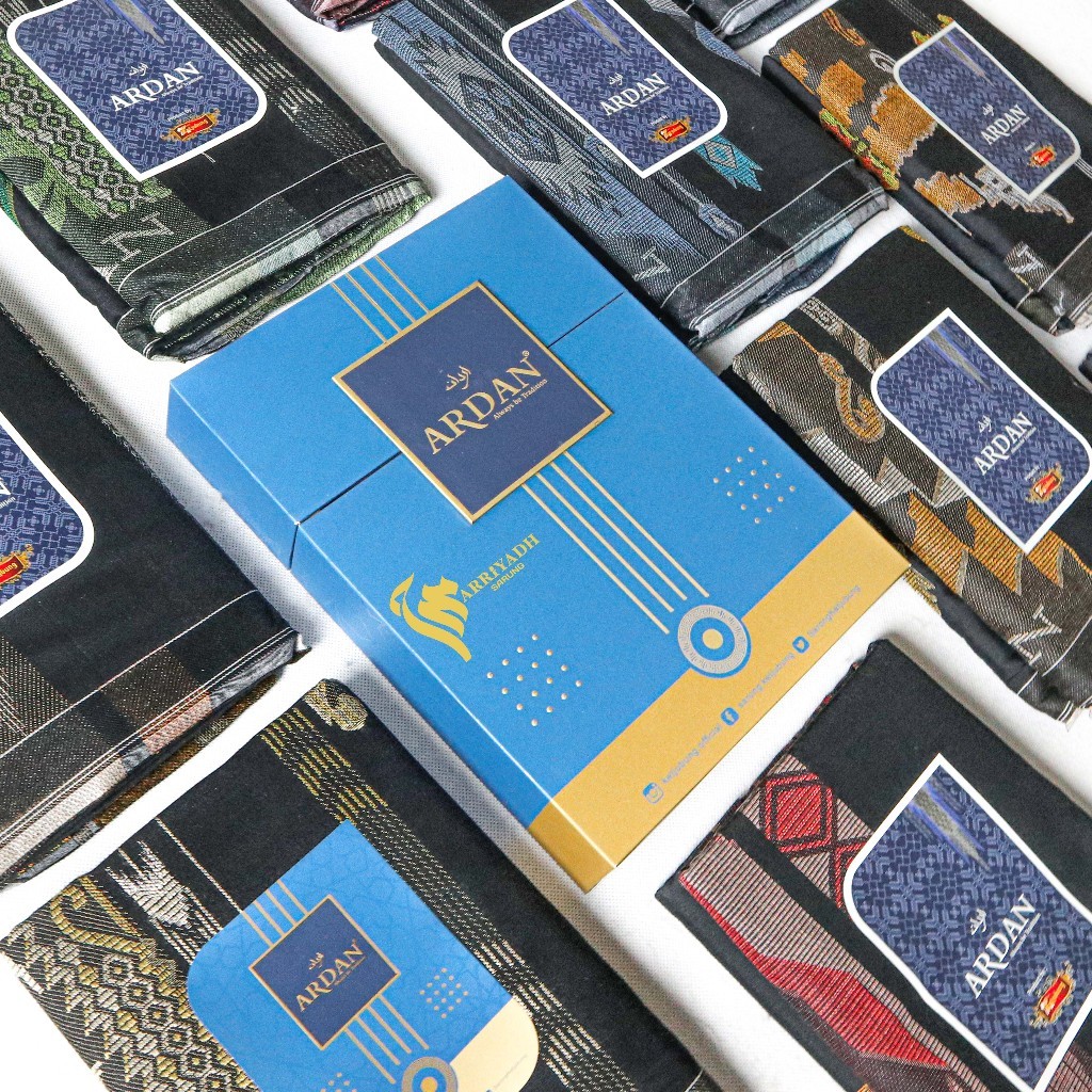 Sarung Ardan Motif SJL Songket Jaquard Luxury Hitam Warna Putih