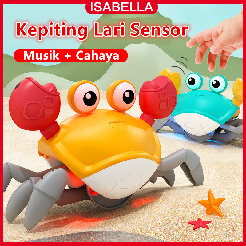 ISABELLA Mainan Kepiting Mainan Edukasi Anak Hewan Lucu Kepiting dengan Sensor dan Musik / Kepiting