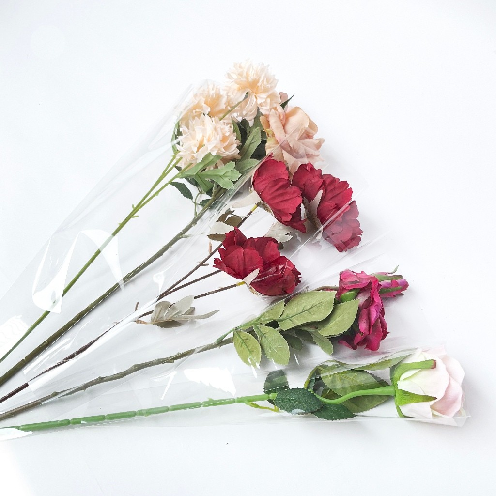 1Pack Pembungkus Plastik Buket Bunga Kecil Besar Bening Transparan Korea