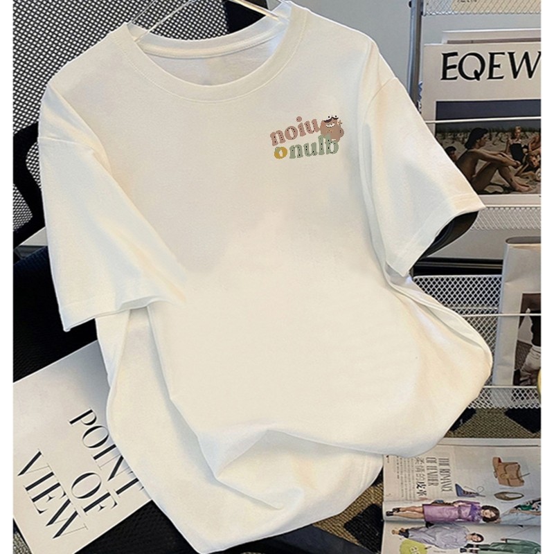 Kaos Oversized Pakaian wanita oversized Monster dan pola lucu Katun 200g lengan pendek Leher bulat g