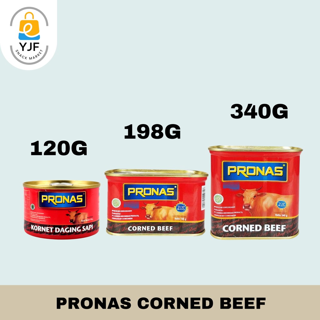

Pronas Corned Beef / Kornet Daging Sapi Kemasan 120g / 198g / 340g