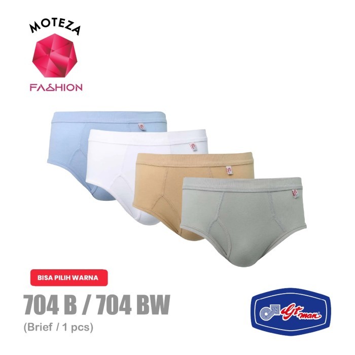 s c Celana Dalam Underwear Brief Pria - GT Man 704 - Putih, Biru, Abu Abu - Putih, L