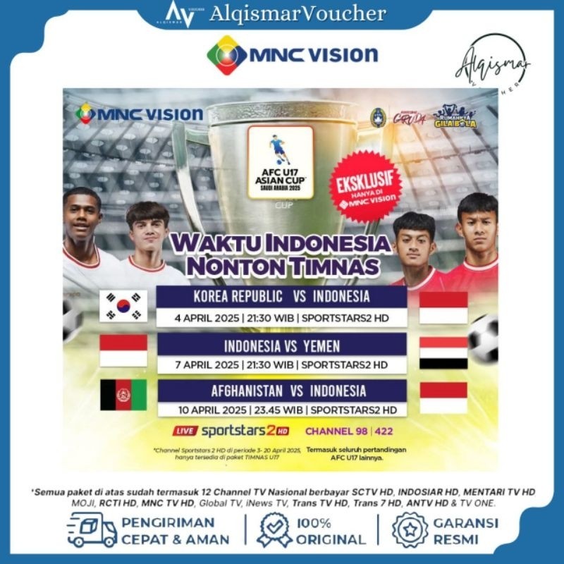 Paket TIMNAS K-vision  AFC U17 Mnc Vision | K-Vision | Indovision