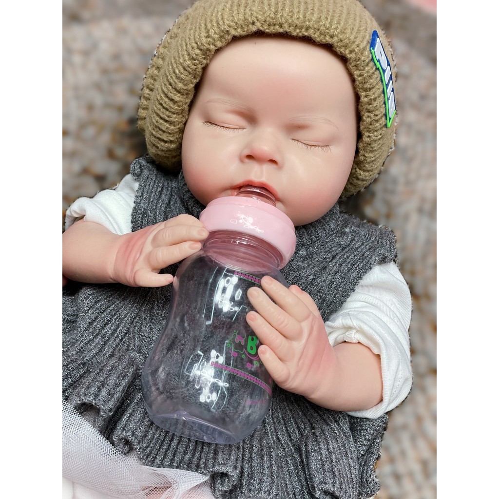 

20Inch Full Solid Silicone Bebe Reborn Girl and Boy With Painted Skin Can Pee/Drink Milk Handmade Lifelike Newborn Baby Doll