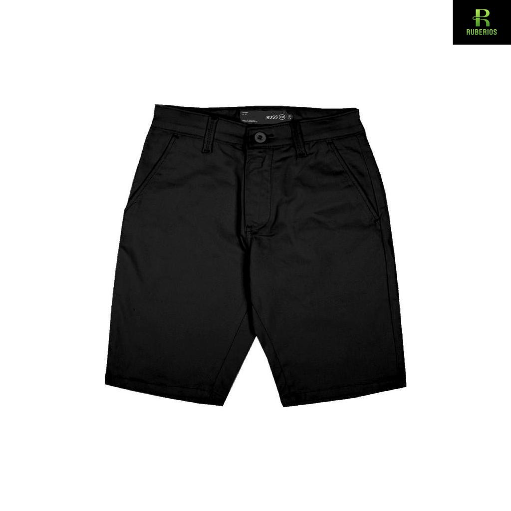 Russ Pants Celana Chino Pendek Pria Suspect Black ( Up To Big Size )