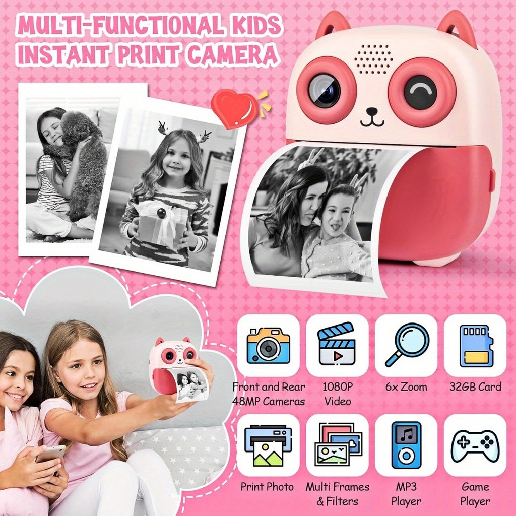 Children Digital Camera Instant Print for Kids Thermal Print Camera Instant Photo Printing Camera