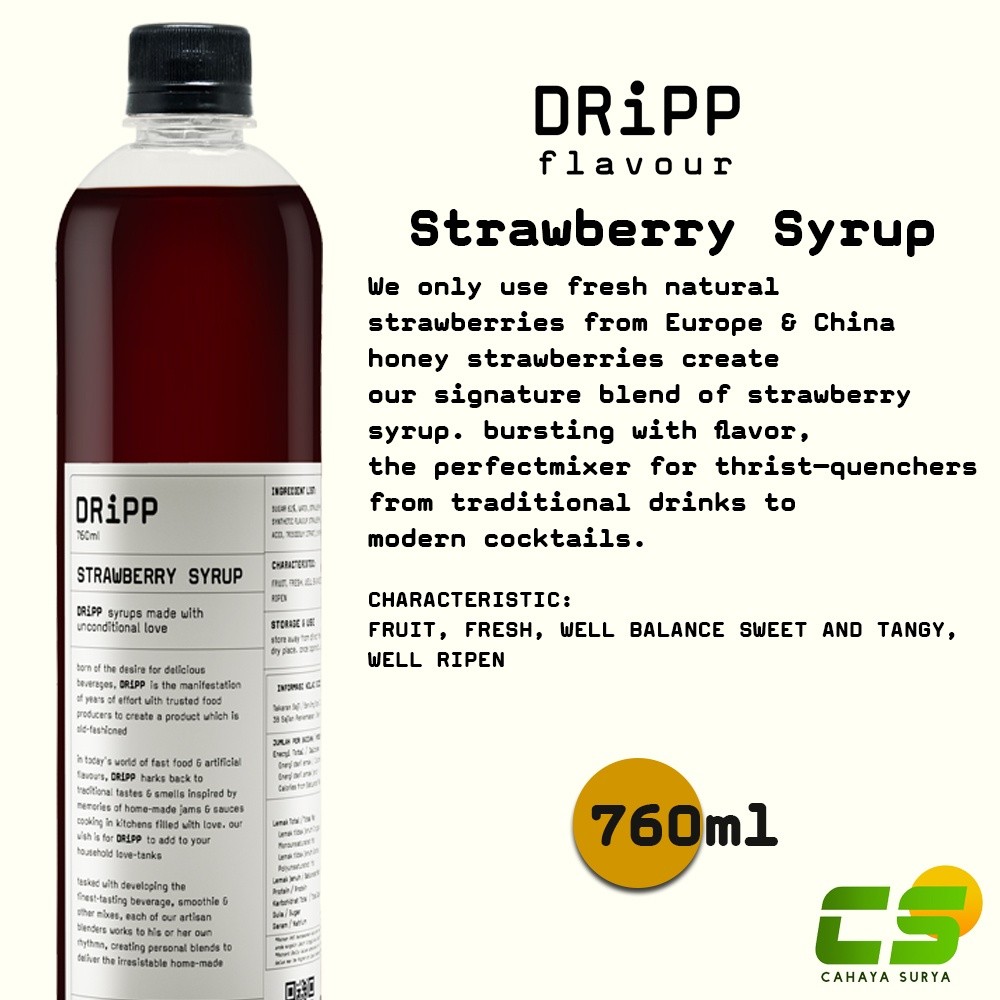 

Dripp Sirup / Syrup - Strawberry Syrup 760 ml ( Sirup Strawberry )
