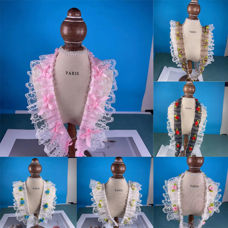 

Popular Embroidery 3D bow rose flower mesh lace fabric DIY sewing applique collar doll wedding Womens dresses cloth decor