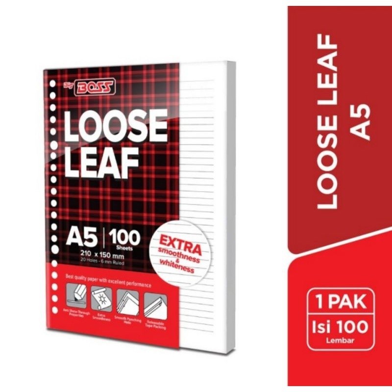 

Big Boss Kertas Loose Leaf A5 100 Bergaris 100 Lembar