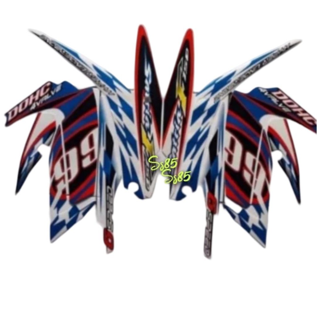 Stiker Striping Motor Suzuki Satria FU F150 Barong 2012 Warna Putih Biru Full Body Berkualitas Awet