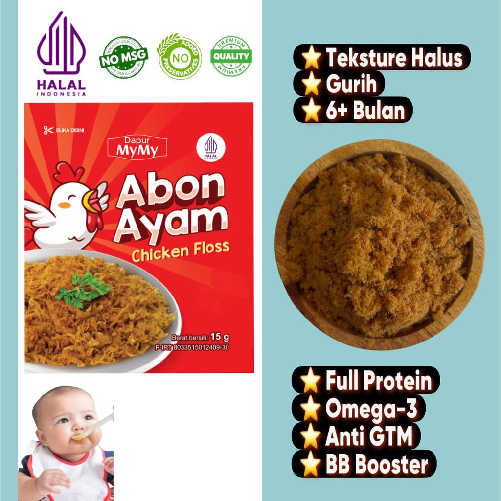 

N3V- Abon Ayam Abon MPASI Bayi Mulai 6+ Bulan Penambah Nafsu Makan Anak Tanpa MSG Kemasan Ekonomis