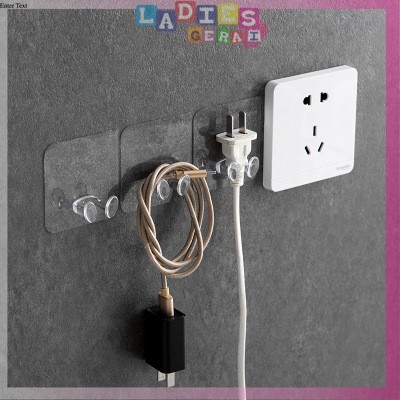 Gantungan Kabel Dinding Transparan / Hook Penyangga Kabel Colokan Pelindung Kabel