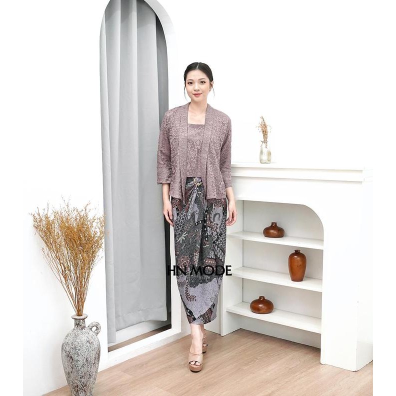 

HN MODE - Setelan kebaya kutubaru pendek mix rok lilit / kebaya kartini / kebaya traditional - HITAM, M, ATASAN KEBAYA SAJA
