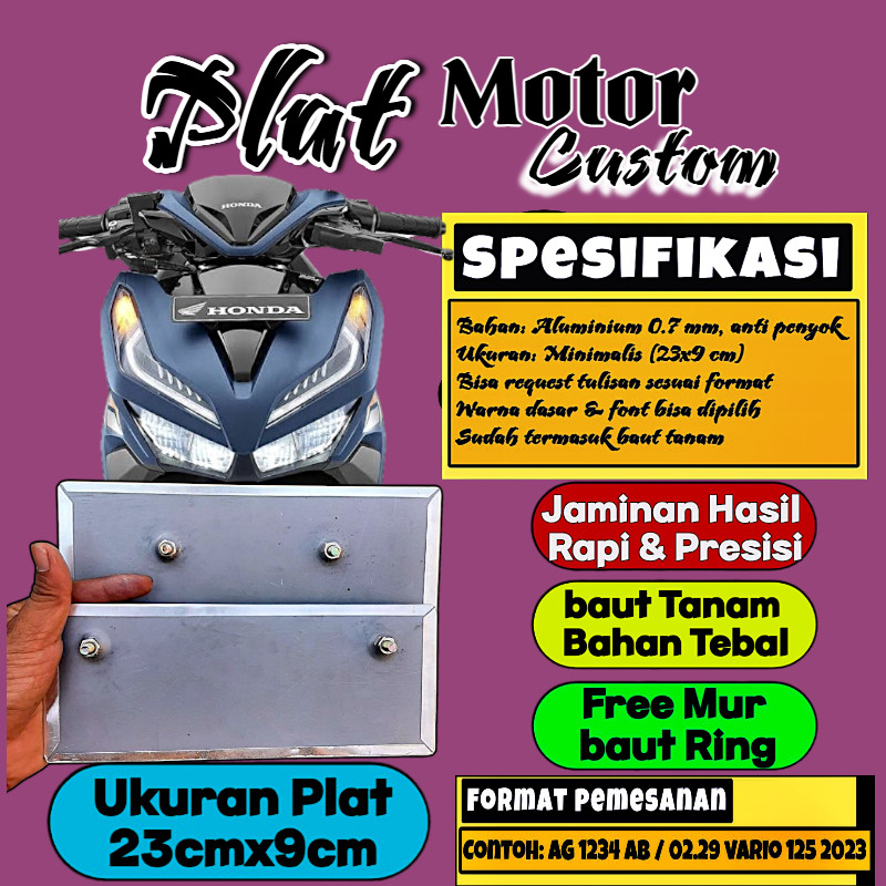 Plat Putih Bebas Custom