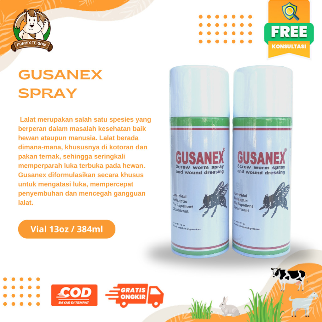 GUSANEX SPRAY ORIGINAL - Obat Luka Hewan Antiseptik dan Anti Lalat