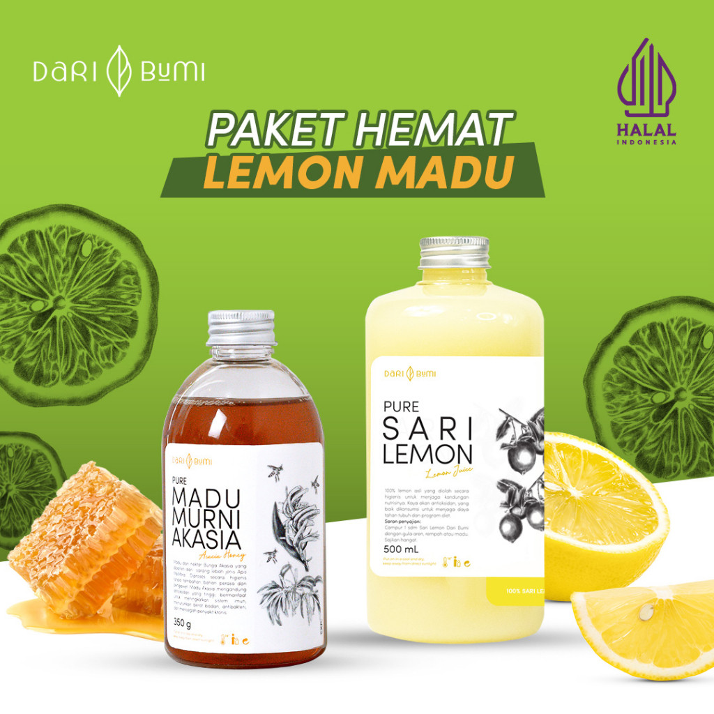 

Dari Bumi Paket Diet Sehat Detox Alami Sari Lemon 500 Ml Premium Dan Madu Murni Akasia 350 Gr