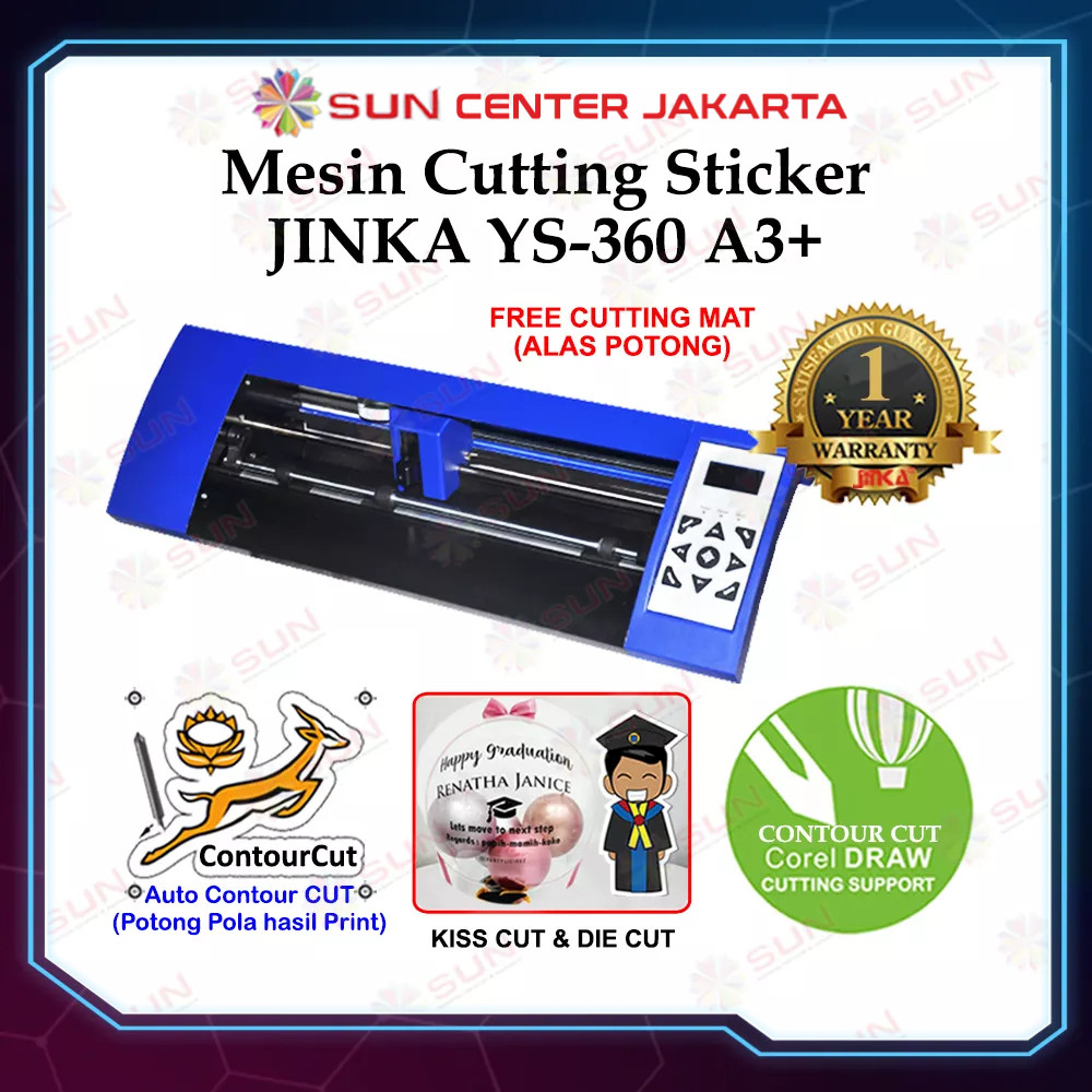 Mesin Cutting Sticker Jinka YS 360 A3+ Support Cutting CorelDraw Auto Contour Cut (Sticker Transpara