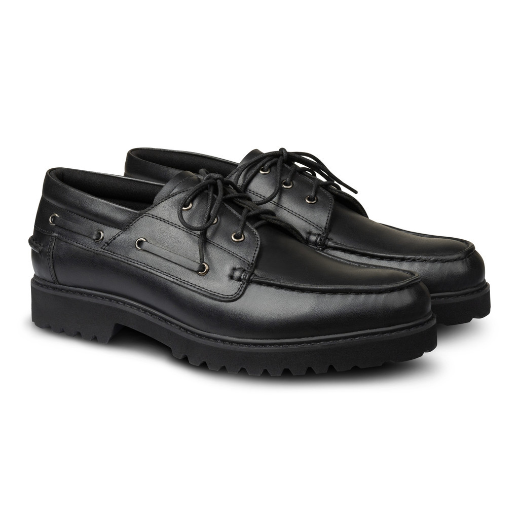 Sam Boat Shoes Black - Nappa Milano - Sepatu Kulit Pria