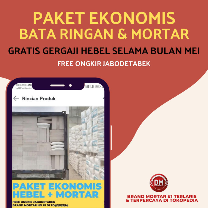 AR DUNIA MORTAR PAKET Bata Ringan & Mortar Perekat Acian Plester HEBEL 10 - Paket 1 (hb+ib)