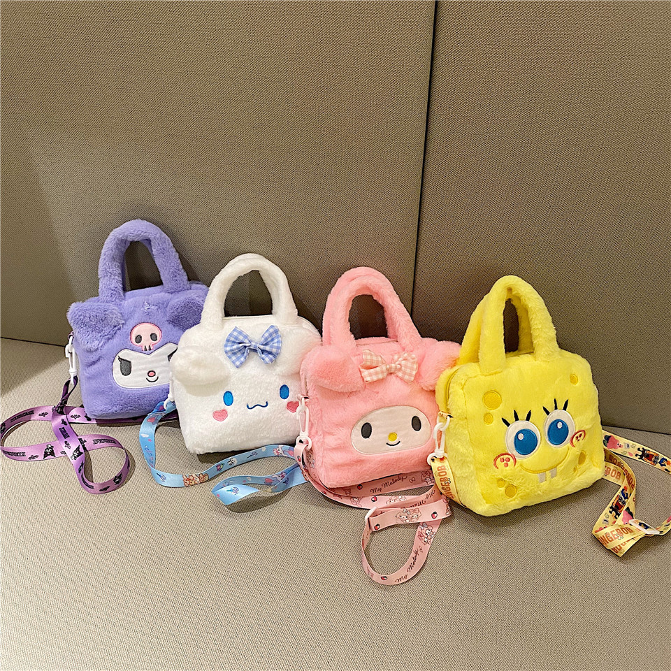 

Sanrio Bag Kawaii Kuromi Cinnamoroll My Melody Cartoon Anime Plush Handbag Cosmetic Bag Travel Storage Bag Women Girl Gifts