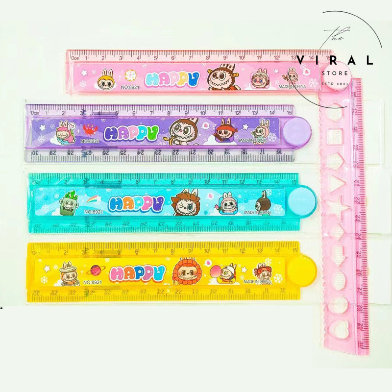 

THE VIRAL STORE Penggaris Lipat Labubu Lubabu Labulabu Premium Panjang 30 cm Labubu The Monsters Viral Unik Lucu Imut