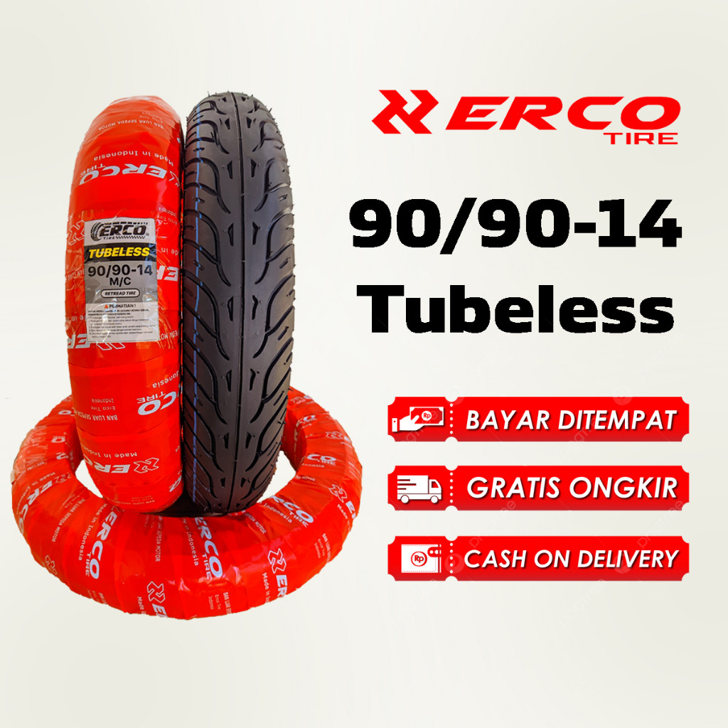 ERCO TIRE Ban Luar Motor Matic Depan Belakang Tubeless NonTubeless Ukuran 90/90-14 Dan 80/90-14