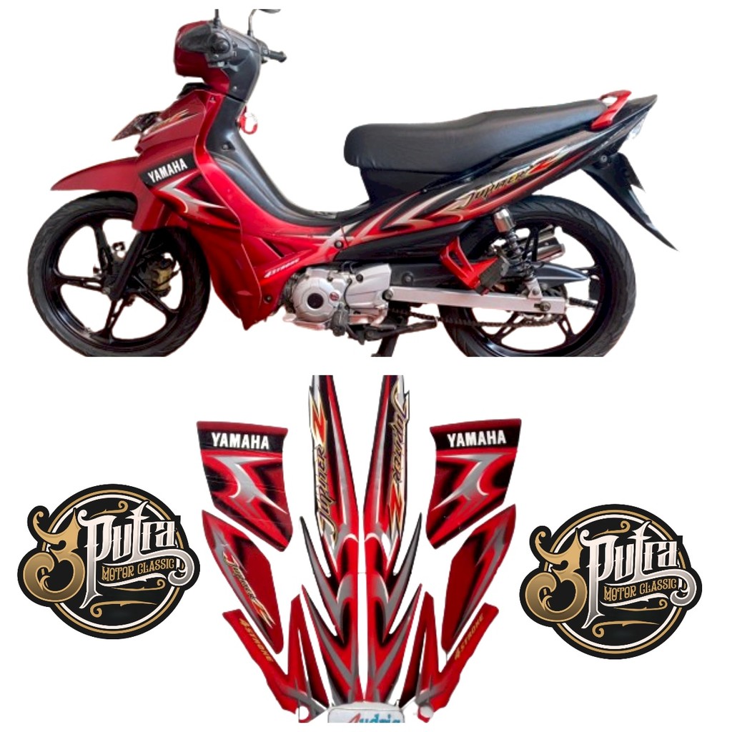 STIKER STRIPING & LIS BODY JUPITER Z BURHAN 2006 2007 HITAM MERAH STANDAR