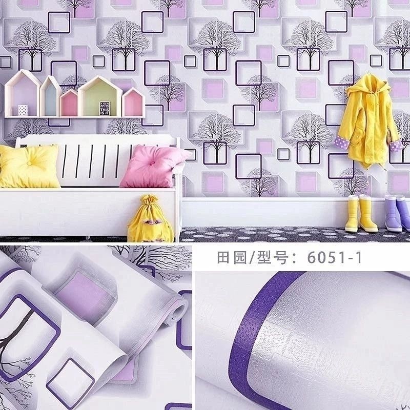 wallpaper dinding/stiker dinding/dekorasi interior/wallpaper motif kotak pohon/sticker dapur