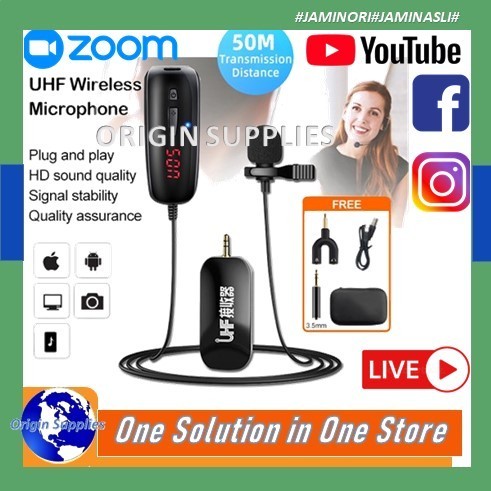Microphone Mic Clip On Wireless Mic UHF clip on Smartphone Laptop Vlog