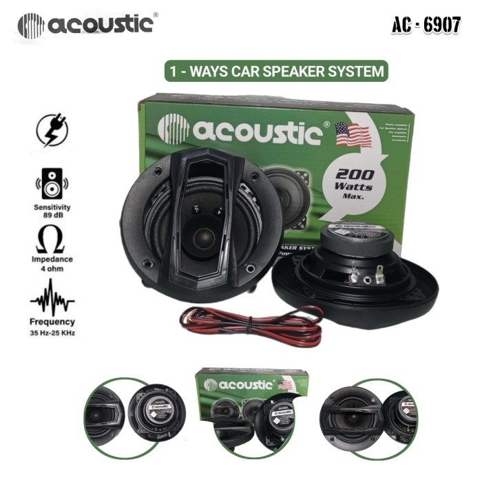 Speaker Pintu Mobil Coaxial 4 inch Acoustic AC - 6907 200 Watt1