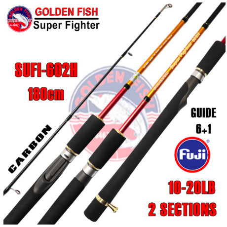 Joran Pancing Golden Fish Super Fighter 180 cm FULL Fuji + Free Extra Stoper | 602MH 602H | CARBON |