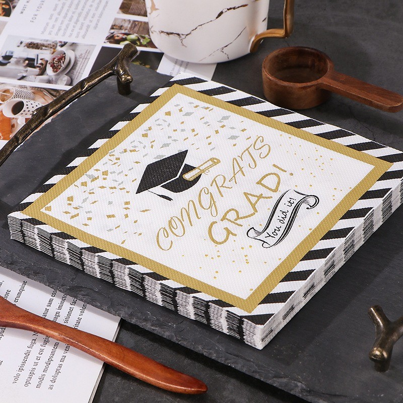 

20Pcs Graduation Season Theme Congrants Grad Disposable Napkins Paper Tissues DIY Party Decoration Supplies