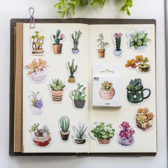 Sticker Deco Sticker Journal Scrapbook Stiker Diary Cactus Pot