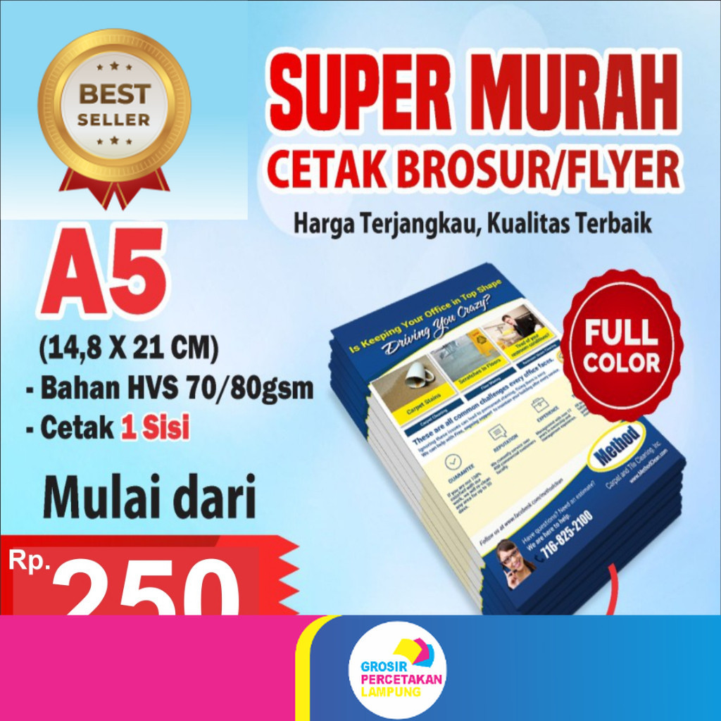 

Promo!!! CETAK BROSUR HVS A5, 1 SISI, FULL COLOR SATUAN