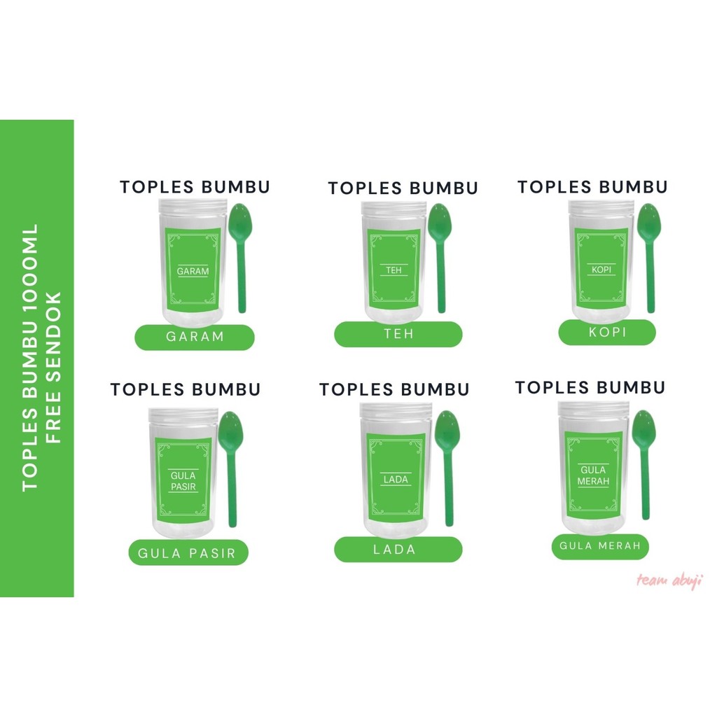 TOPLES BUMBU DAPUR 1000ML TOPLES PLASTIK FREE SENDOK LABEL STIKER