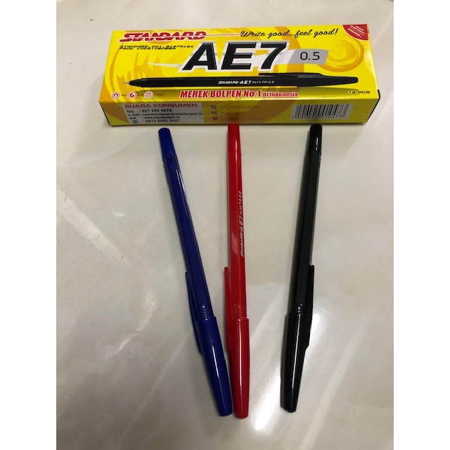 

Pulpen / Pena Standard AE7 0.5mm Hitam/Biru/Merah