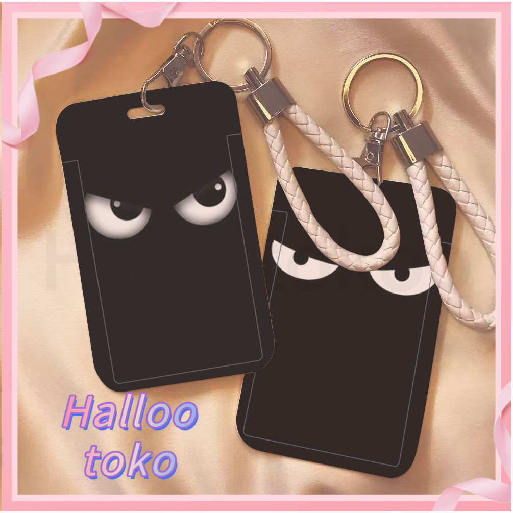 

ID CARD HOLDER MOTIF KAWAII TEMPAT KARTU PHOTOCARD PHOTO CARD Pelindung + Tali,Laba-laba hitam dan ekspresi kejam yang berwarna hitam