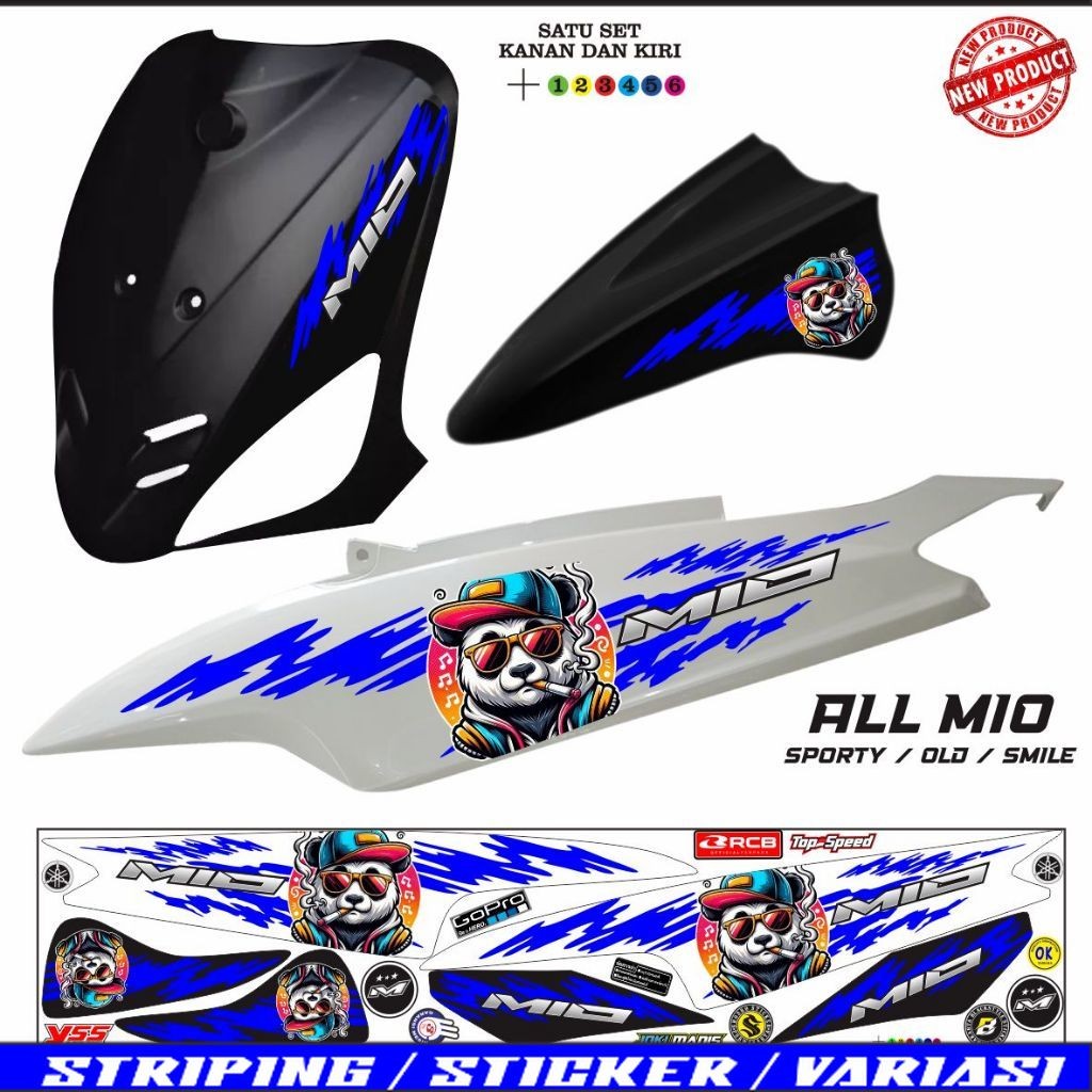 STIKER MIO POLET MOTIF PANDA VARIASI YAMAHA MIO OLD SETIKER MOTOR