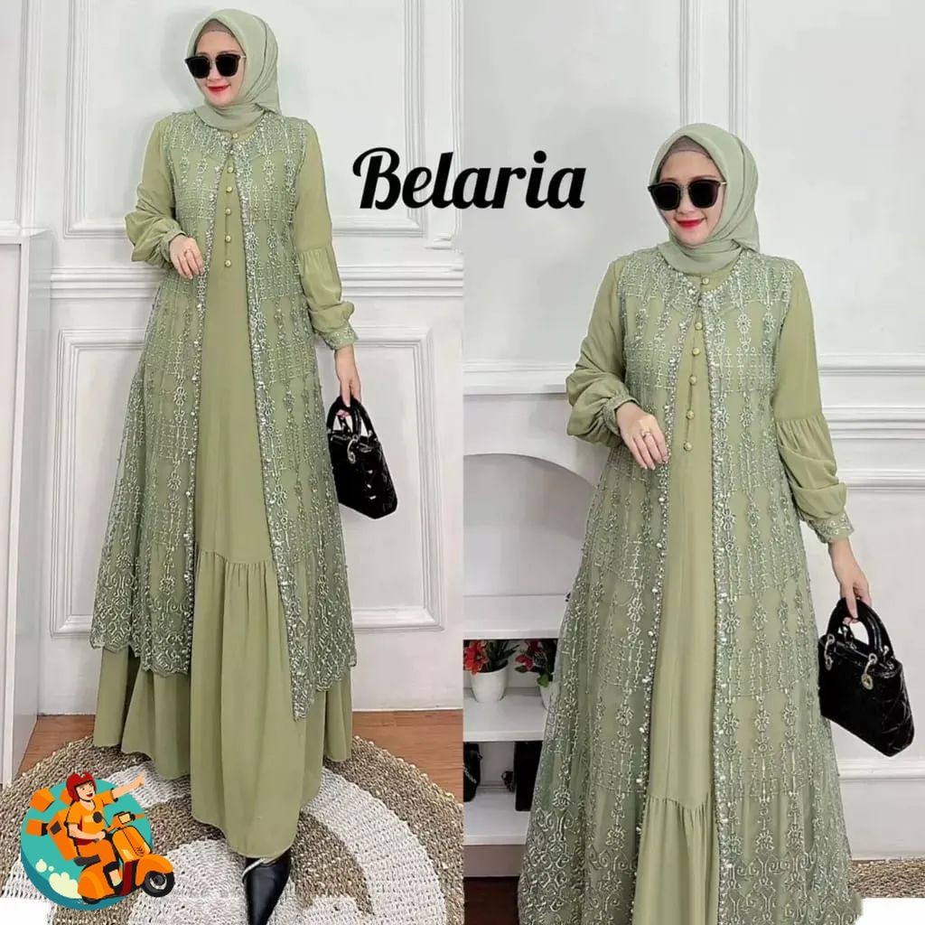Gamis Brukat Jumbo Gamis Ceruty Babydoll Premium Gamis Jumbo LD120 Belaria Dress Gamis Pesta Mewah E
