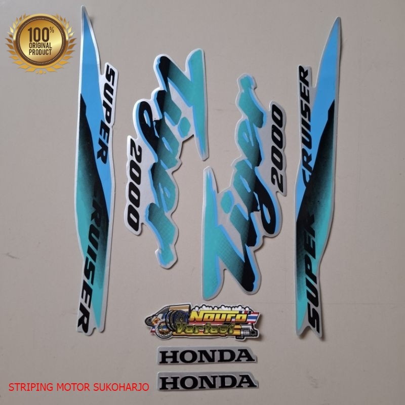 (ORI) striping honda tiger 2000  biru silver kualitas original